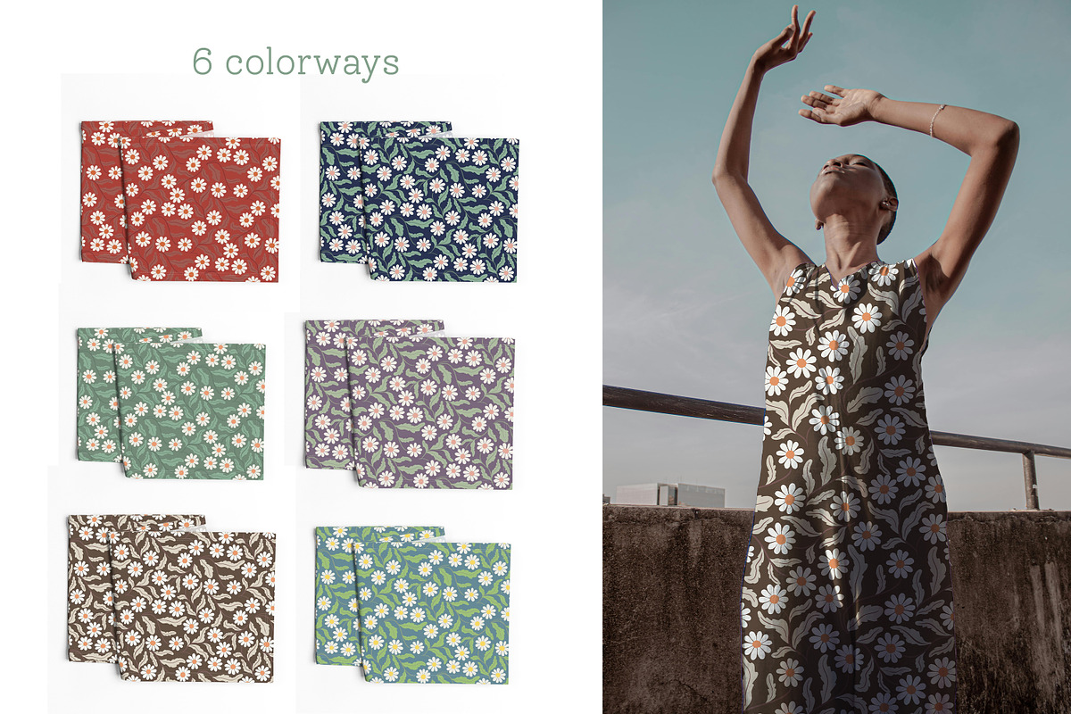 Daisy flowers seamless patterns, a Pattern Graphic by Naty Art (Photo 6 of 6)