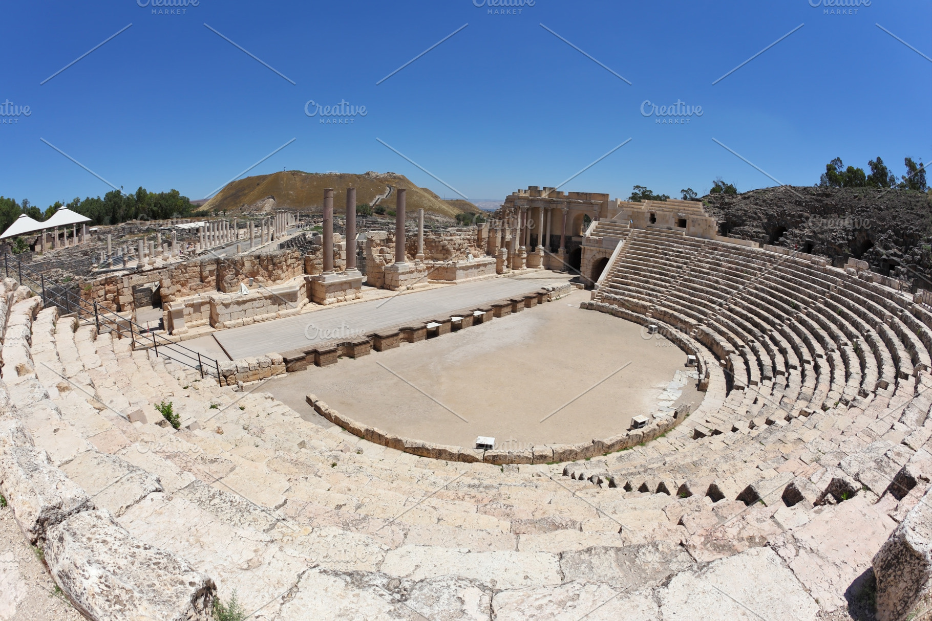 Roman amphitheater in beit shean containing amphitheatre, ancient, and stone, an Architecture Photo by kavram