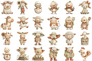 Whimsical Farm Animal Clipart Bundle, an Illustration by Sublimation Artist (Thumbnail 2 of 6)