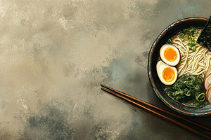Bowl of ramen with egg chashu banner, a Food & Drink Photo by MistyDay