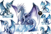 Watercolor Ice Dragons Clip Art, an Animal Illustration by Design Scotch (Thumbnail 1 of 7)
