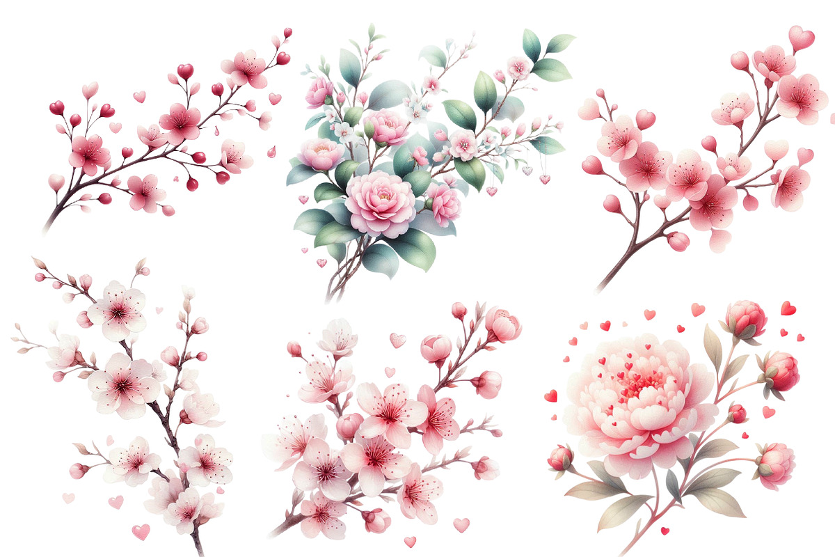 Valentine Watercolor Floral Branch, an Illustration by Designworld (Photo 4 of 5)