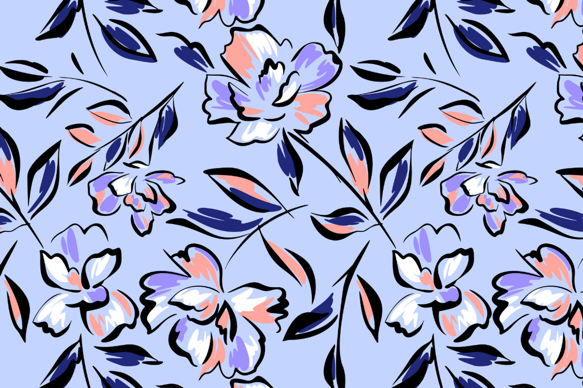 Floral patterns. Vector set 4 prints, a Pattern Graphic by GALAKAM (Photo 3 of 6)