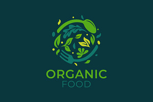 Organic Food Logo Green Leaves, a Branding & Logo Template by Signatoro