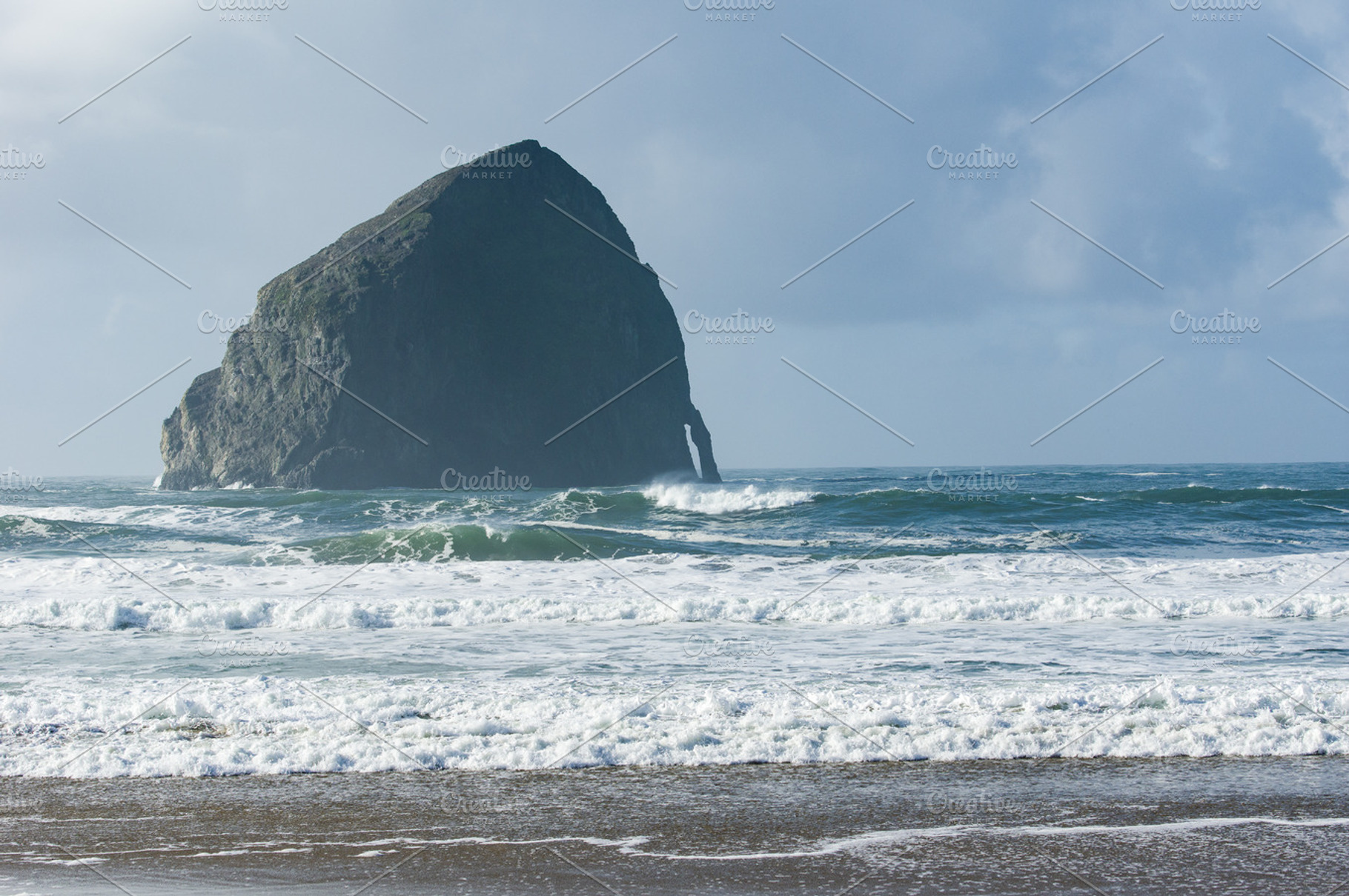 Chief kiawanda rock near pacific city oregon containing chief kiawanda rock, a Nature Photo by Zigzag Mountain Art