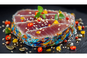 A delicate tuna tartare tower is, a Nature Photo by ZinetroN
