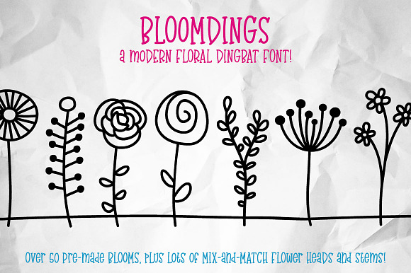 Bloomdings Abstract Floral Dingbats preview 2