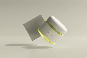 Glass Cosmetic Jar And Box Mockup