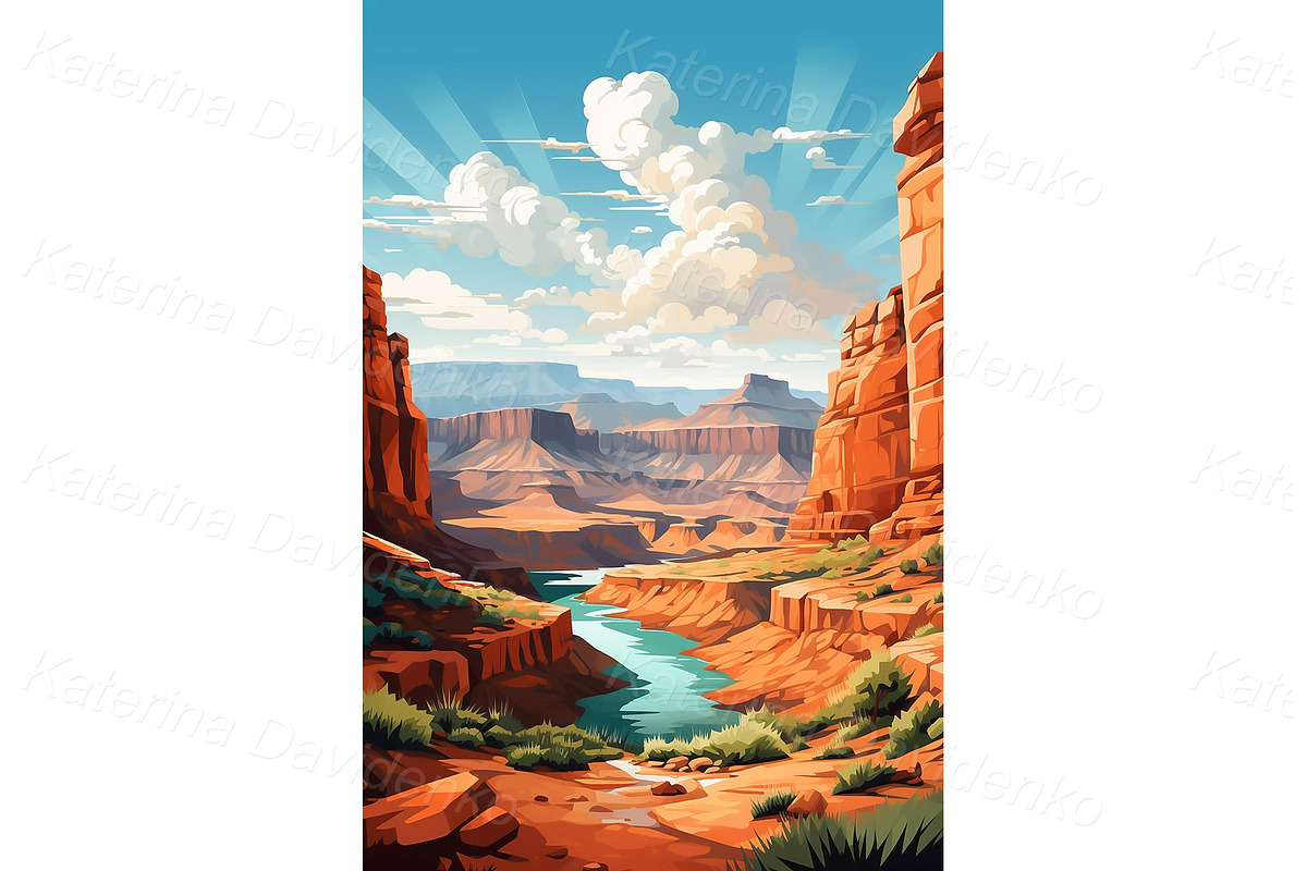 Landscape posters in retro style, an Object Illustration by Bubert Art (Photo 4 of 9)