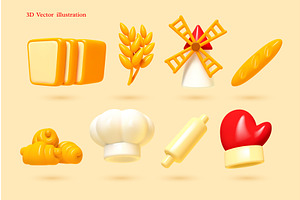 3D vector illustration of bakery, a Food Illustration by Liudmyla Matviiets