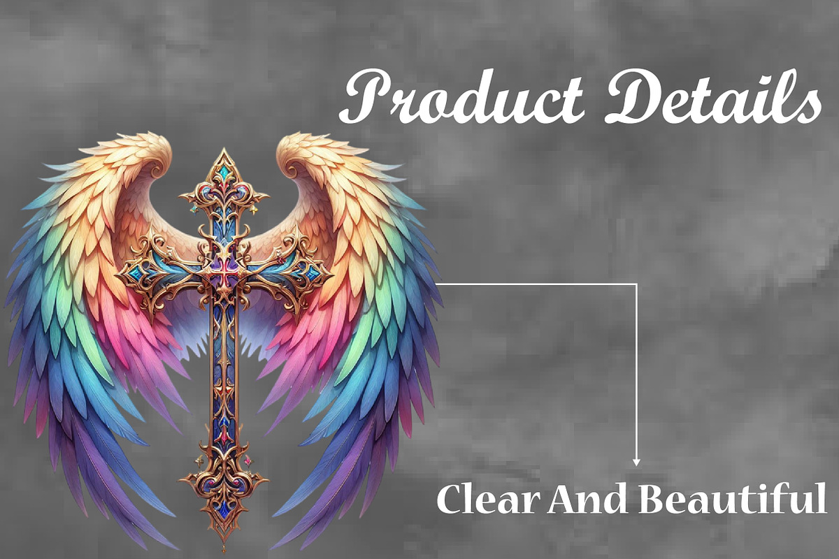 Watercolor Cross With Wings Clipart, a Seasonal Illustration by Craft Nest (Photo 3 of 5)