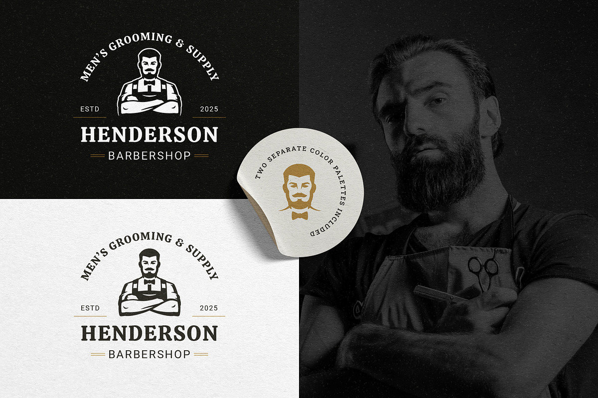 27 Barbershop Logotypes, a Branding & Logo Template by Vasya Kobelev (Photo 2 of 10)