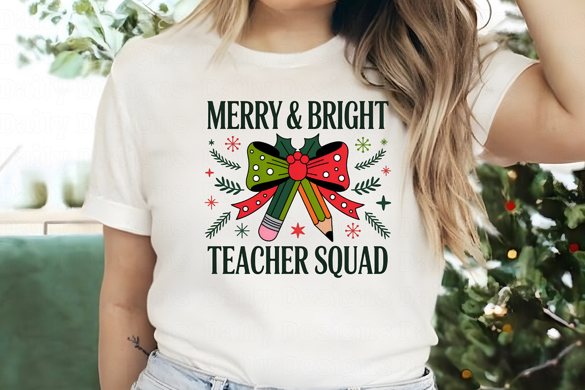Christmas Teacher Squad Bow Pencil P, an Illustration by Daily.Designs (Photo 3 of 5)