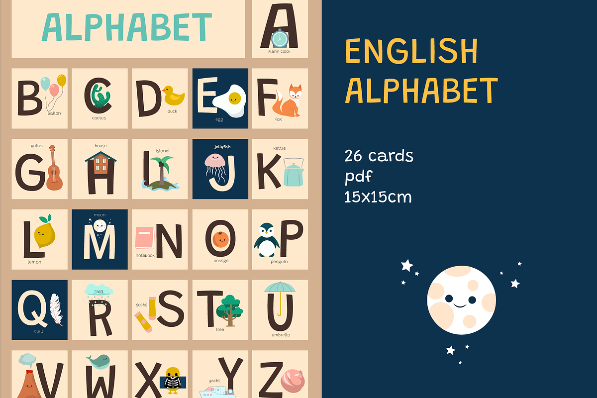 English alphabet art cards, an Education Illustration by kaplaniha (Photo 1 of 5)
