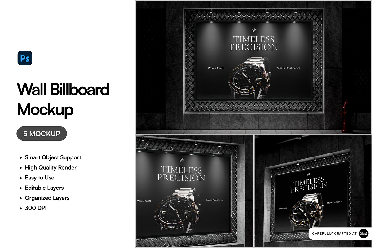 Wall Billboard Mockup, an Advertising Mockup by SLAB! Design (Photo 1 of 6)