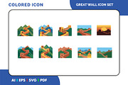 Great Wall of China Icon Set, a Duotone Icon by Fontmine Studio (Thumbnail 1 of 3)