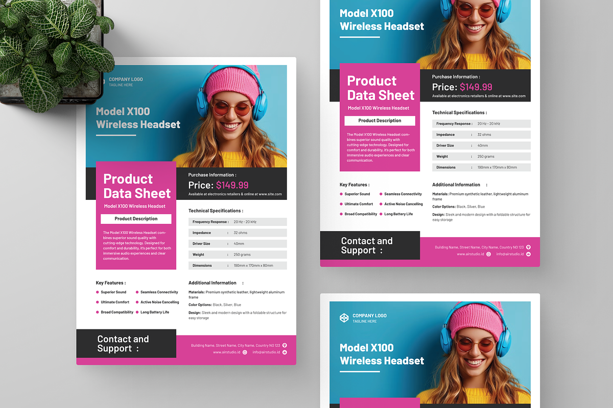Product Data Sheet Wireless Headset, a Stationery Template by Annora Studio (Photo 5 of 5)