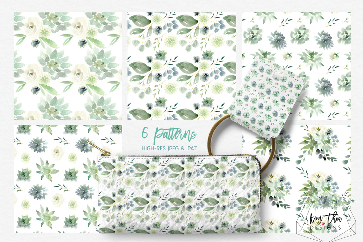 Succulents, White Flowers & Greenery, an Illustration by Kim Thoa Designs (Photo 8 of 12)