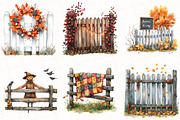 Watercolor Autumn Fence Clipart, an Illustration by OK Design (Thumbnail 5 of 5)
