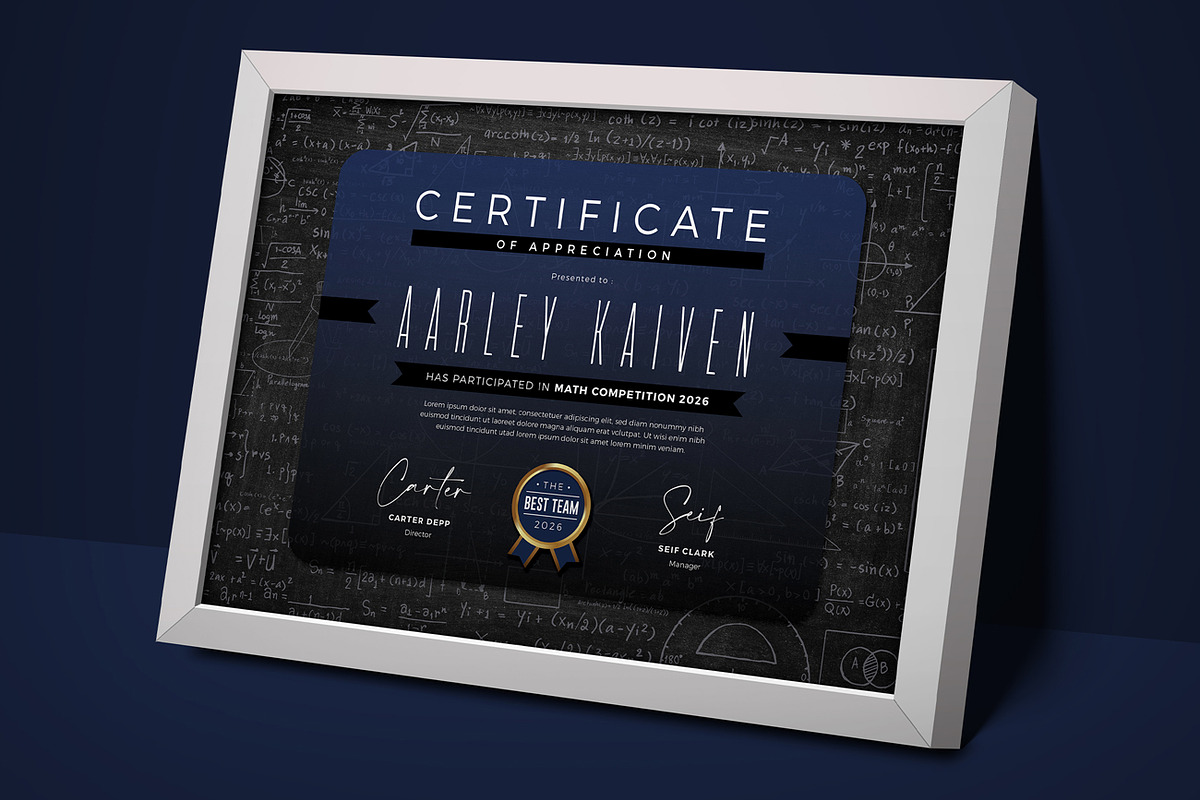 Mathematics Certificate, a Stationery Template by Aarley Kaiven (Photo 2 of 2)