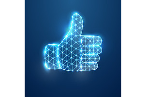 Futuristic thumbs up hand gesture in, a Technology Illustration by GraphiShop