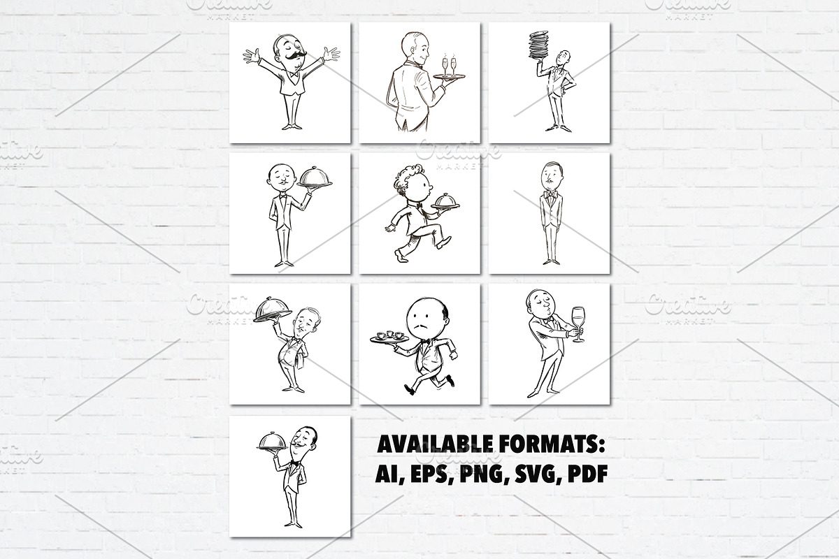 Funny Waiters Doodles Bundle, a Person Illustration by Guavanaboy (Photo 2 of 3)