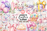 Watercolor Coquette Easter Clipart, an Illustration by Watercolor design (Thumbnail 1 of 4)