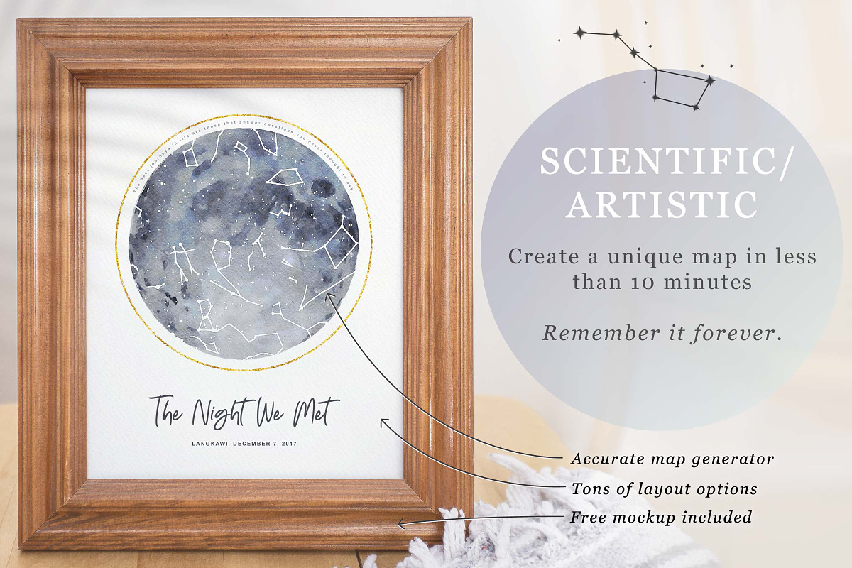 Watercolor Starmap Poster Creator, a Plug-in Add-On by Drifter Studio (Photo 2 of 7)