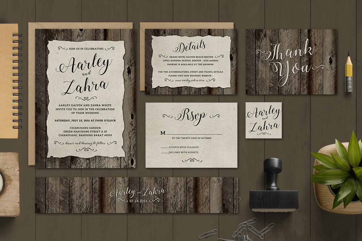 Vintage Wedding Invitation Set, a Card Template by Aarley Kaiven (Photo 1 of 5)