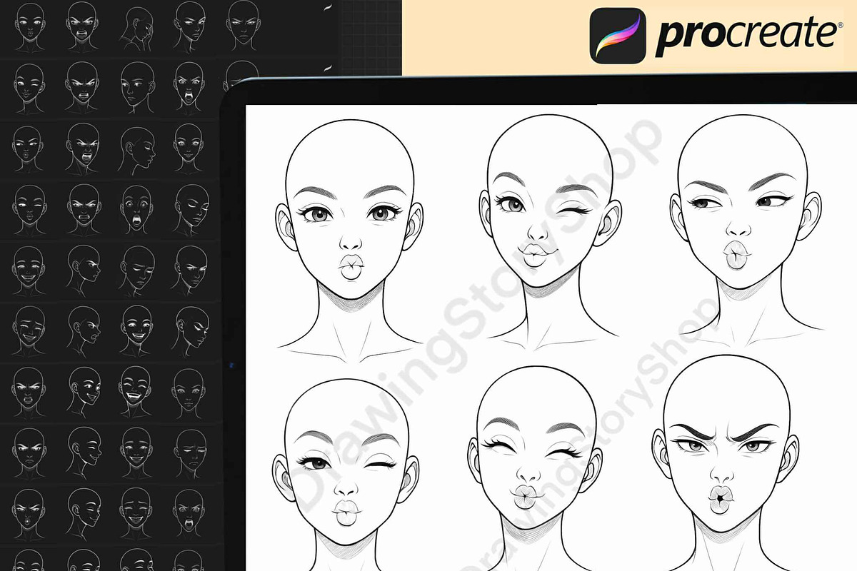 240 Procreate face female Brushes, a Brush Add-On by DrawingStoryShop (Photo 3 of 7)