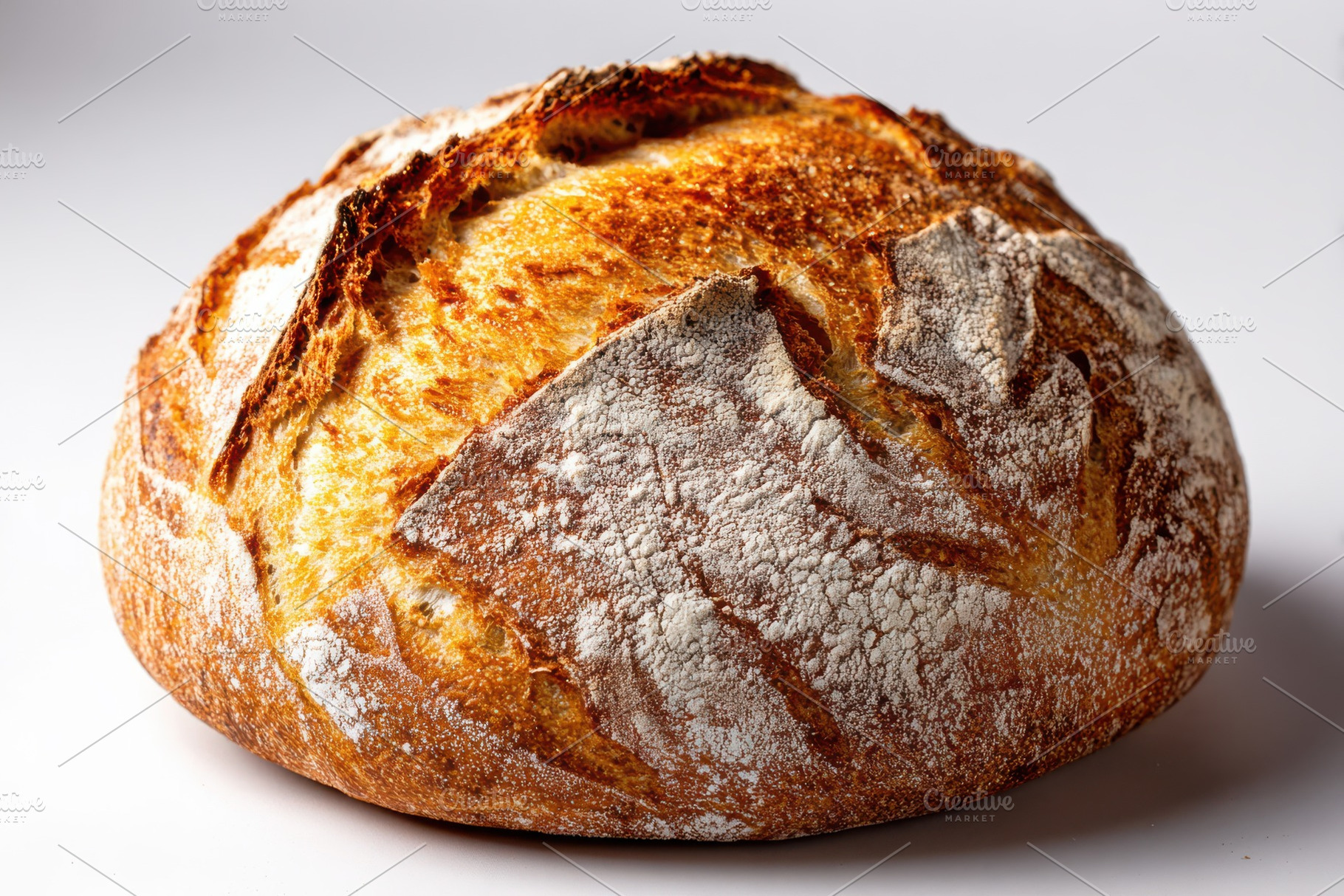 Crusty Artisan Bread Loaf Golden Bro, a Photo by Pixeness Studio