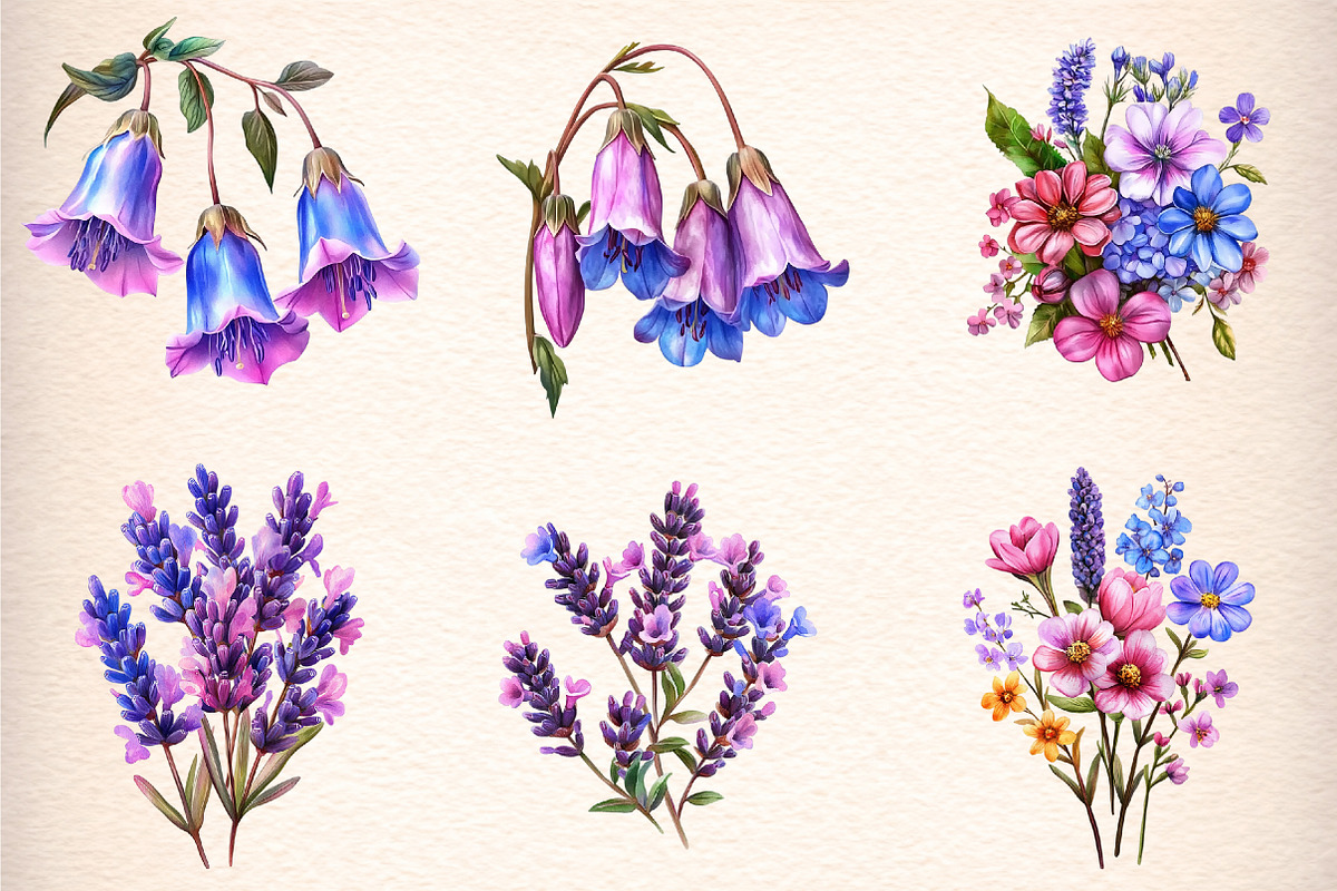 watercolor spring flowers clipart, an Illustration by GatewayDesign (Photo 2 of 7)