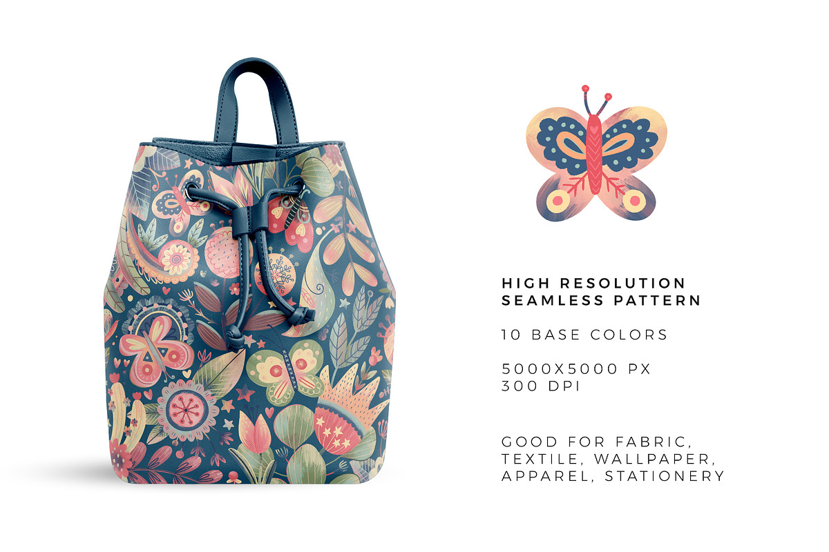 Delicate Butterflies, Floral Pattern, a Pattern Graphic by Velliniki (Photo 9 of 11)