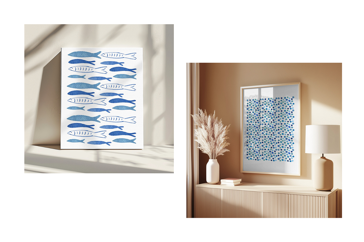 Coastal Art Bundle – Watercolor, a Pattern Graphic by ElicoelhoDesign Shop (Photo 5 of 7)