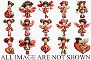 Quirky Valentine Girl Clipart Bundle, an Illustration by Canvas Craft (Thumbnail 3 of 6)