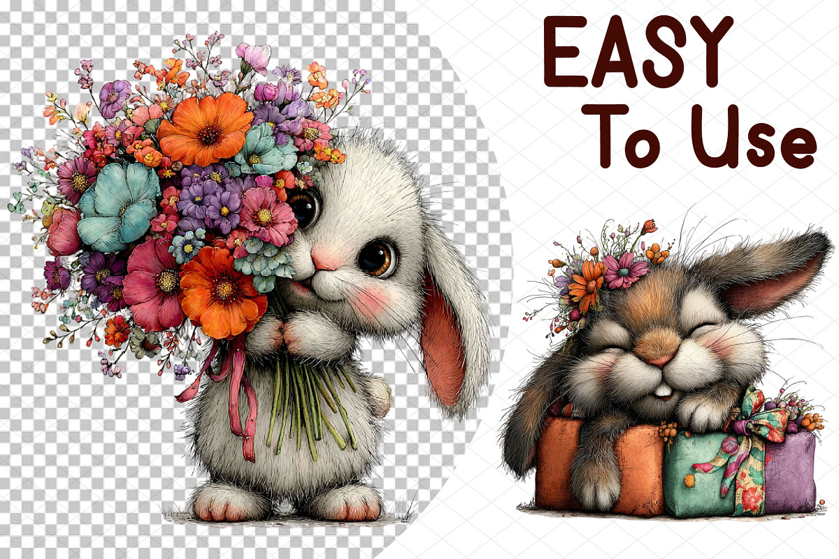 Baby Bunny Easter Spring Clipart, an Illustration by cherrydesign (Photo 4 of 4)