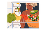 People look for food in fridge set, a Food Illustration by Good Studio (Thumbnail 5 of 7)