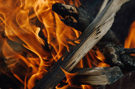 Fire burns