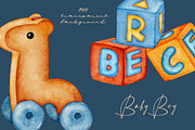 Baby Boy Toys watercolor clipart, a Decorative Illustration by LuiDesignStudio (Thumbnail 5 of 5)