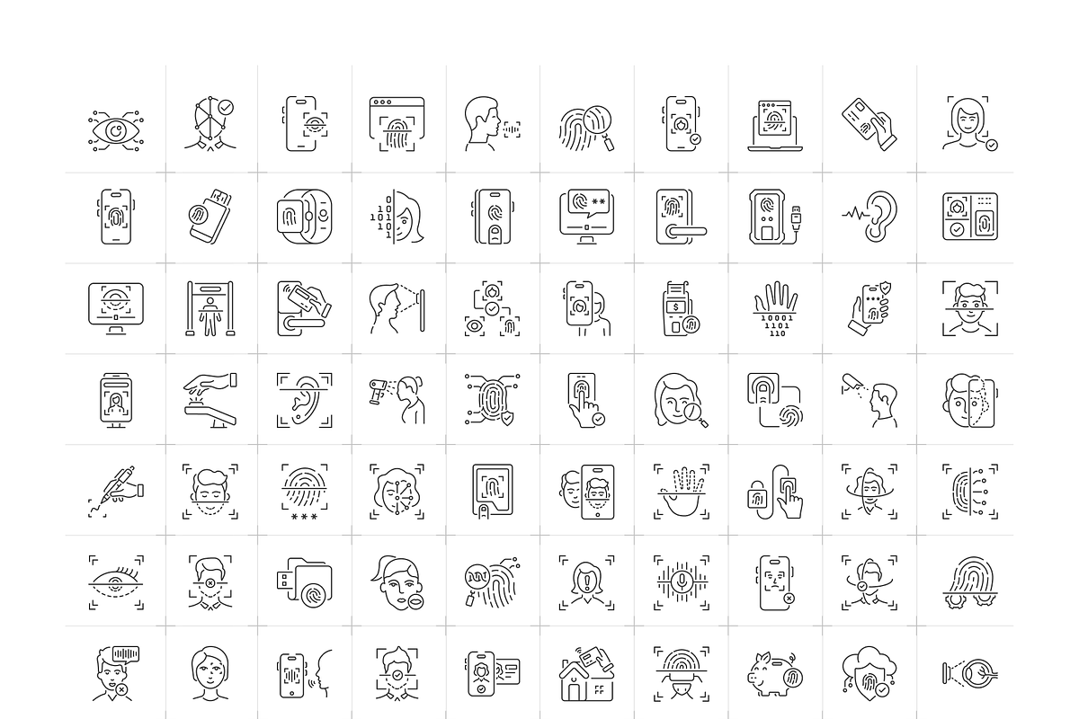 Biometric Recognition Icons, an Outline Icon by Prosymbols (Photo 5 of 6)