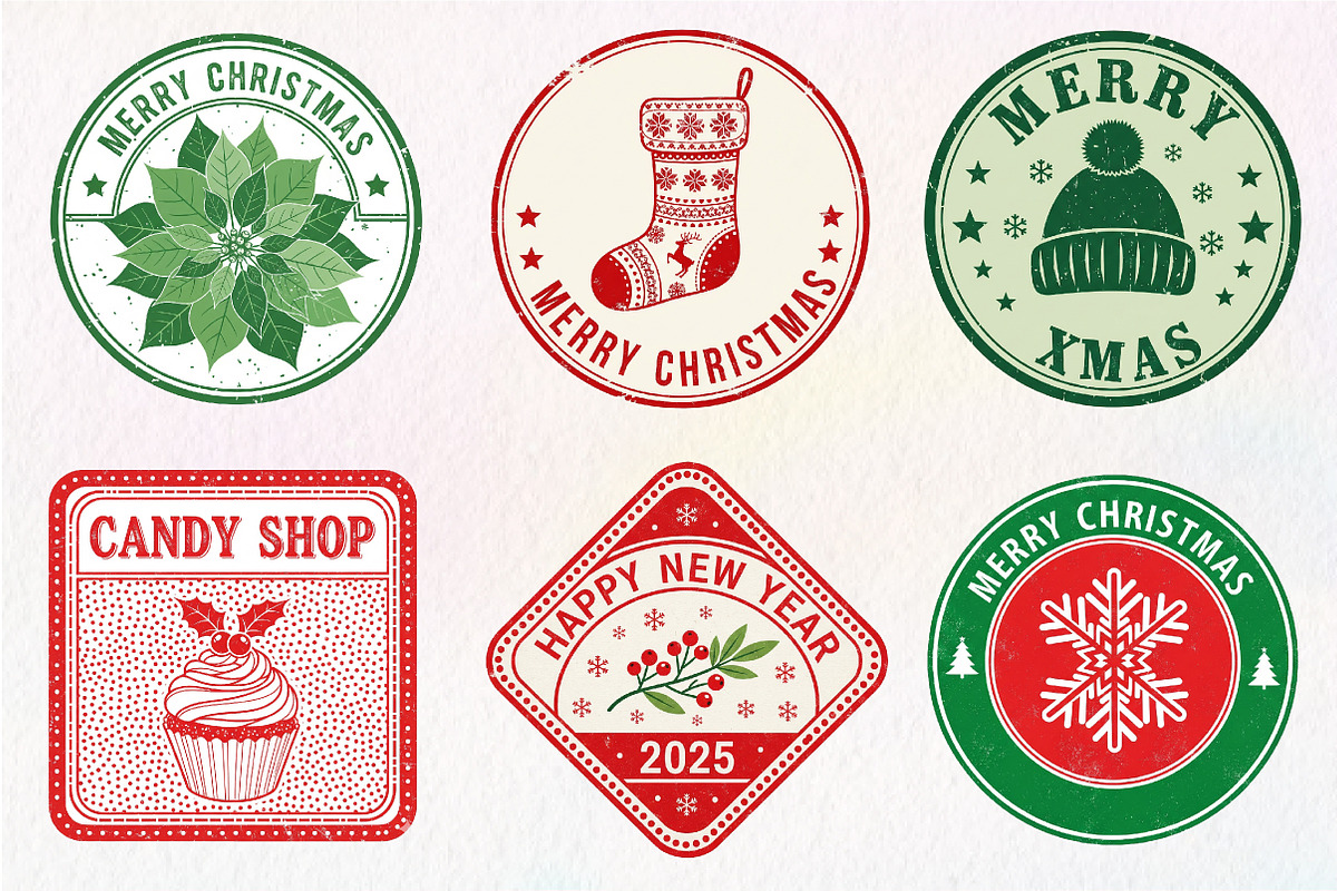 Vintage Christmas Stamp Collection, an Illustration by Dream Creation (Photo 6 of 7)
