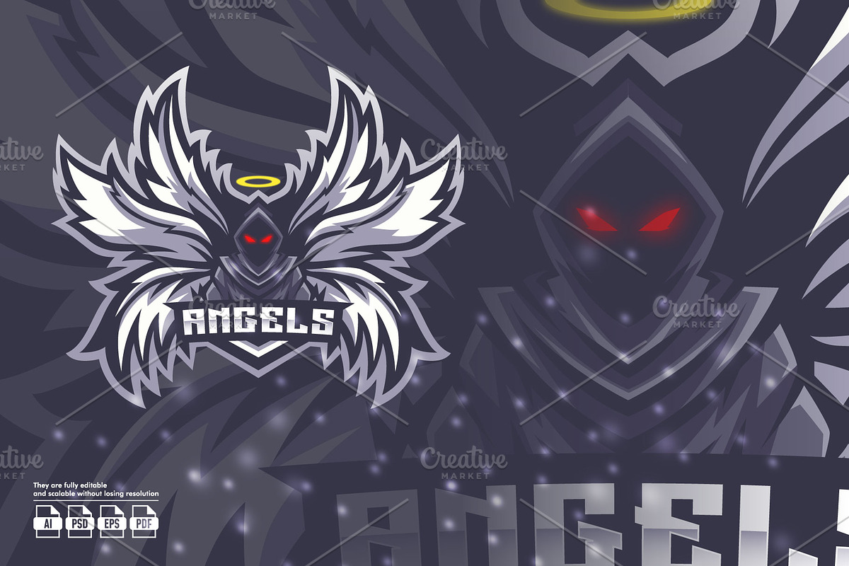 Angel Skull Mascot Esport Logo, a Branding & Logo Template by prps.std (Photo 1 of 3)