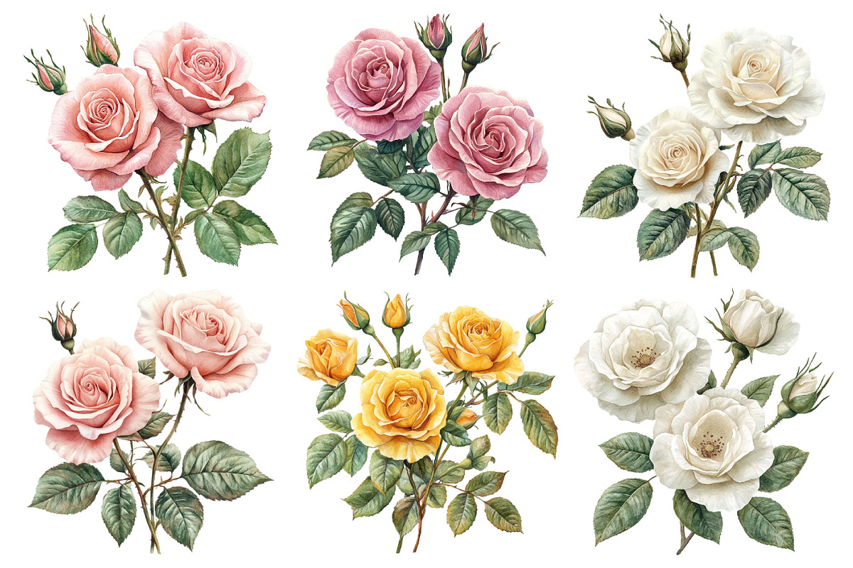 Spring Lithograph Roses Clipart, an Illustration by Pixels.Craft (Photo 3 of 7)