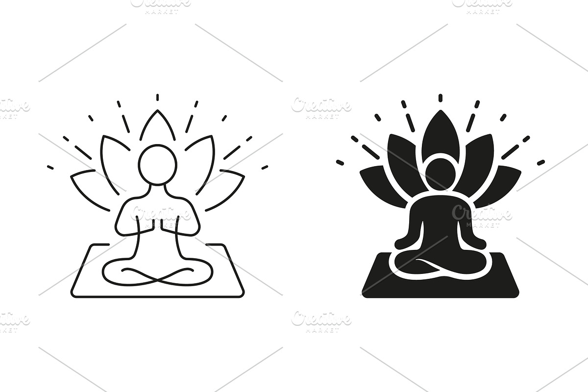 Meditation And Relaxation Icons, a Sport Illustration by Gentle Studio