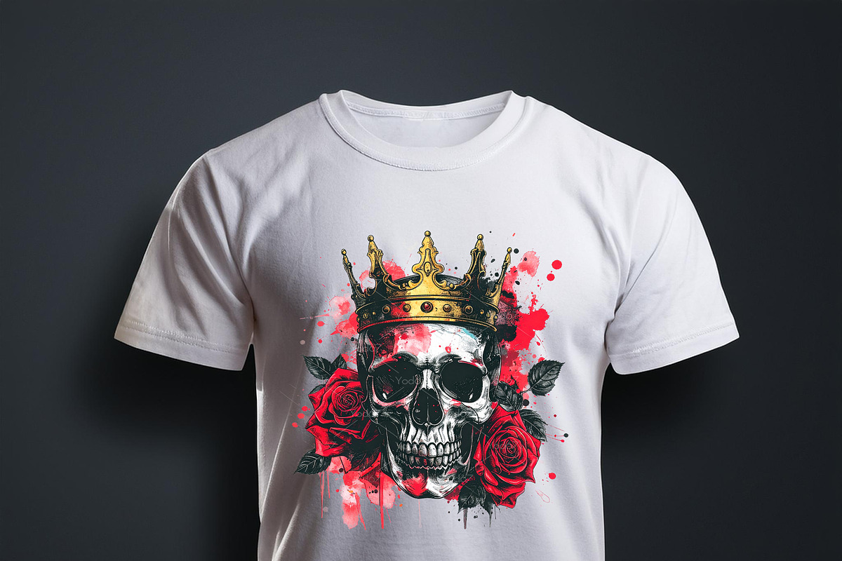 Skull wearing a crown with red rose., a Person Illustration by yod67 (Photo 6 of 7)