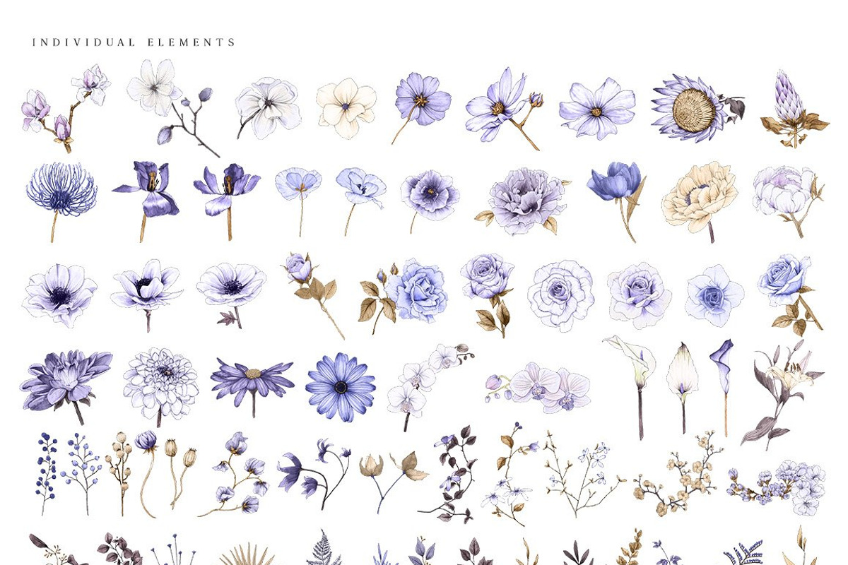 The Watercolor & Ink Flower & Leaf, an Object Graphic by Pretty Little Lines (Photo 5 of 11)