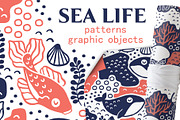 SEA LIFE | Seamless patterns pack, a Pattern Graphic by Nastya Tkachova (Thumbnail 1 of 6)