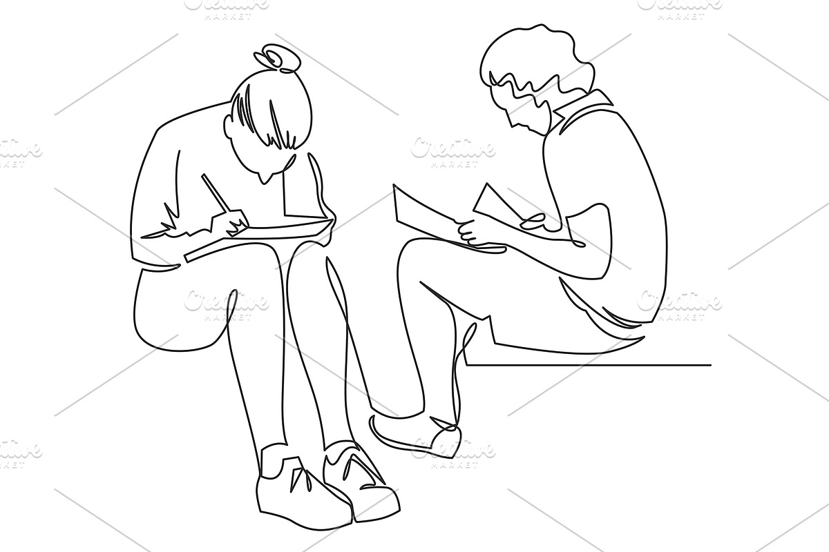 Students preparing to exams outline, a Person Illustration by Samui-Art