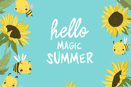 Cute Cartoon Frame with Sunflowers a, a Decorative Illustration by masastarus