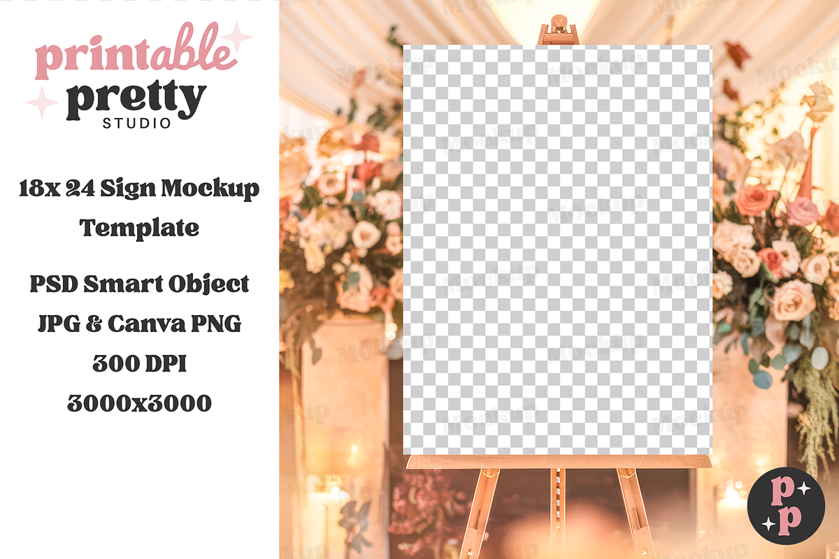 Chic Garden Wedding Sign Mockup PSD, a Product Mockup by Printable Pretty Studio (Photo 2 of 9)